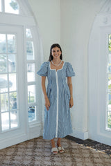 The Alison Blue and White Stripe Midi Dress