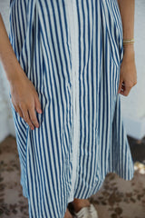 The Alison Blue and White Stripe Midi Dress