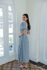 The Alison Blue and White Stripe Midi Dress