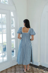 The Alison Blue and White Stripe Midi Dress