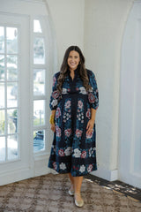 Cleobella Donatella Midi Dress in Juliet Ebony