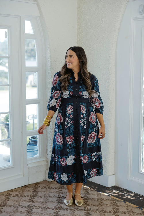 Cleobella Donatella Midi Dress in Juliet Ebony