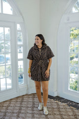 Entro Brown Cheetah Draw String Dress