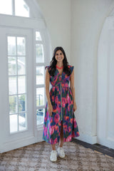 Entro Abstract Zip Up Midi Dress