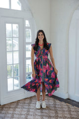 Entro Abstract Zip Up Midi Dress