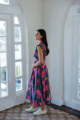 Entro Abstract Zip Up Midi Dress