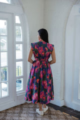Entro Abstract Zip Up Midi Dress