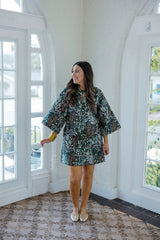 Jade Melody Tam Evergreen Bloom Bell Sleeve Caftan Dress
