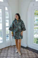 Jade Melody Tam Evergreen Bloom Bell Sleeve Caftan Dress