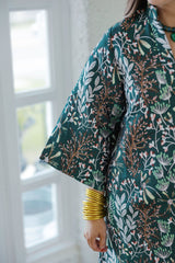 Jade Melody Tam Evergreen Bloom Bell Sleeve Caftan Dress