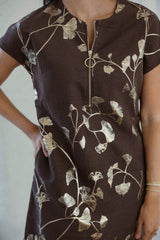 Jade Melody Tam Autumn Gold Zipper Shift Dress