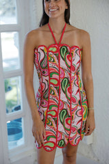 The Andrea Paisley Print Halter Top Mini Dress