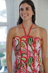 The Andrea Paisley Print Halter Top Mini Dress
