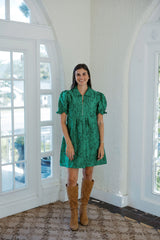 Jade Melody Tam Emerald Stitch Brocade Dress