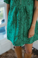 Jade Melody Tam Emerald Stitch Brocade Dress