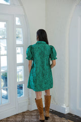 Jade Melody Tam Emerald Stitch Brocade Dress