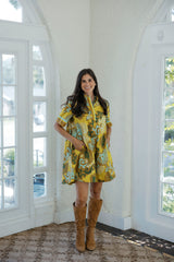 Joy*Joy Saffron Scroll Swing Dress