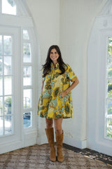 Joy*Joy Saffron Scroll Swing Dress