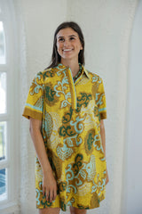 Joy*Joy Saffron Scroll Swing Dress