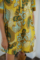 Joy*Joy Saffron Scroll Swing Dress