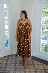 THML Brown Polka Dot Midi Dress