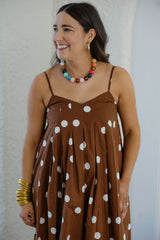 THML Brown Polka Dot Midi Dress