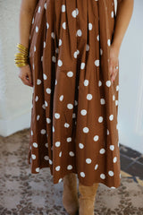 THML Brown Polka Dot Midi Dress
