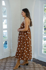 THML Brown Polka Dot Midi Dress