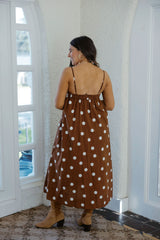 THML Brown Polka Dot Midi Dress