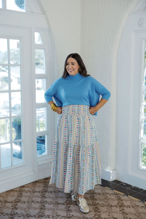 Karlie French Cottage Floral Tiered Maxi Skirt