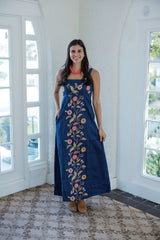 Elizabeth James Annalisa Dress in Denim Floral