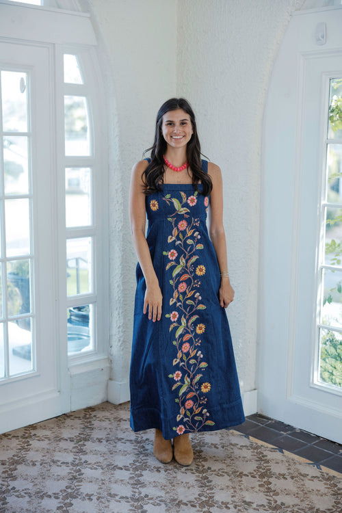 Elizabeth James Annalisa Dress in Denim Floral