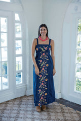Elizabeth James Annalisa Dress in Denim Floral