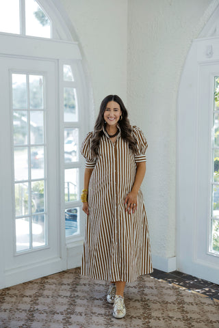 THML Brown Polka Dot Midi Dress