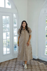 Karlie Brown Stripe Poplin Shirt Dress