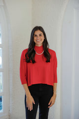 Kerisma Knits Aja Ortho Solid Sweater in Scarlet
