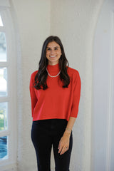 Kerisma Knits Aja Ortho Solid Sweater in Scarlet