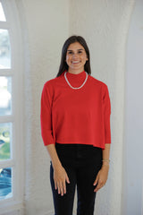 Kerisma Knits Aja Ortho Solid Sweater in Scarlet