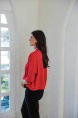 Kerisma Knits Aja Ortho Solid Sweater in Scarlet