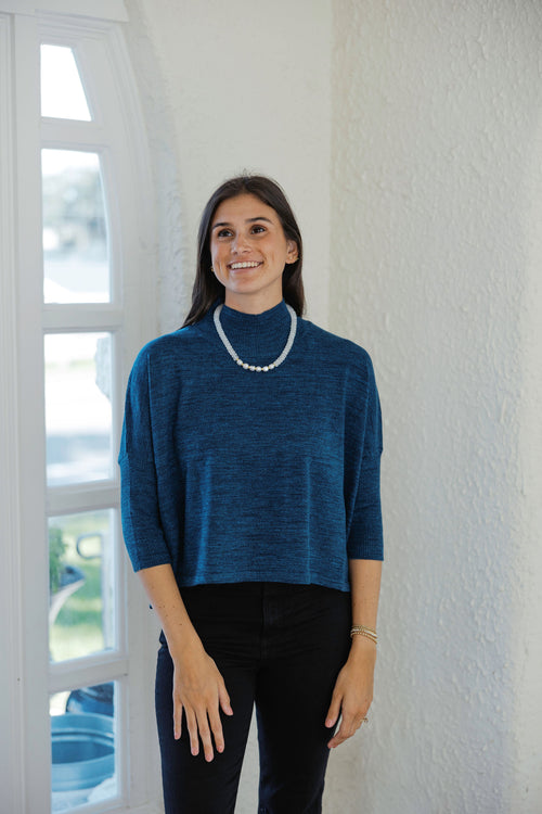 Kerisma Knits Heathered Teal Ortho Solid Sweater