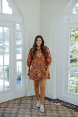 Entro Floral Mini Dress in Rust