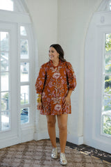 Entro Floral Mini Dress in Rust