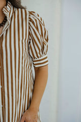 Karlie Brown Stripe Poplin Shirt Dress