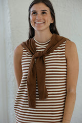 Entro Mocha Muse Tie Mini Dress