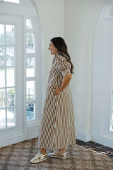 Karlie Brown Stripe Poplin Shirt Dress