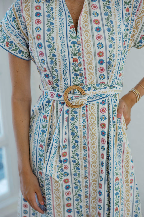 Karlie French Cottage Floral Maxi Dress with Belt