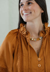Elizabeth James Short Sleeve Kit Top in Chocolate