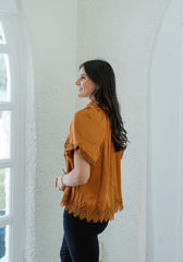 Elizabeth James Short Sleeve Kit Top in Chocolate