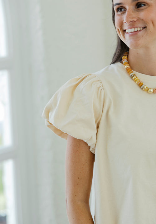 Entro Cream Puff Sleeve Top