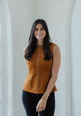 Elizabeth James Claire Top in Chocolate Studs